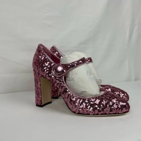 Dolce & Gabbana Pink sequin mary jane heels size 39.5 EU - Picture 2 of 10